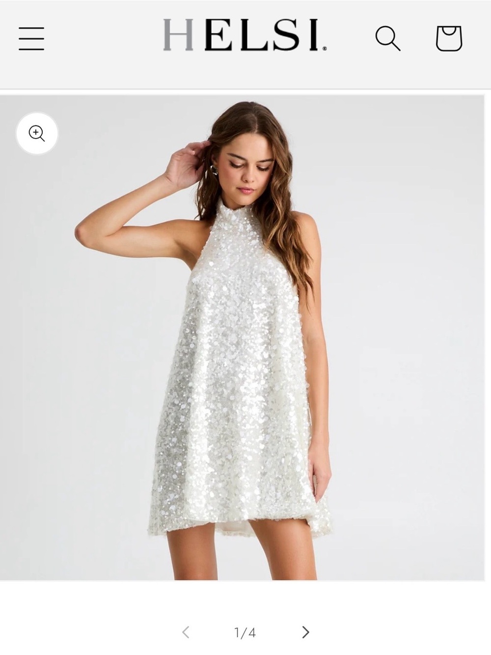 HELSI White Sequin Halter Shift Dress